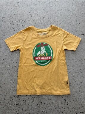 Howler Brothers Yellow Kids Graphic Tee with Green & Red Logo small